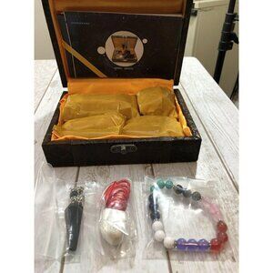 Chakra Healing Crystals in Wooden Box 16 PCs Set New